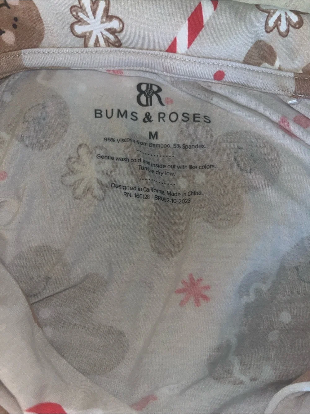 bums & roses bamboo gingerbread christmas pajama set